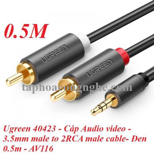 Ugreen 40423 0.5M màu Đen Cáp âm thanh 2 đầu Bông sen sang 3.5mm dương AV116 30040423